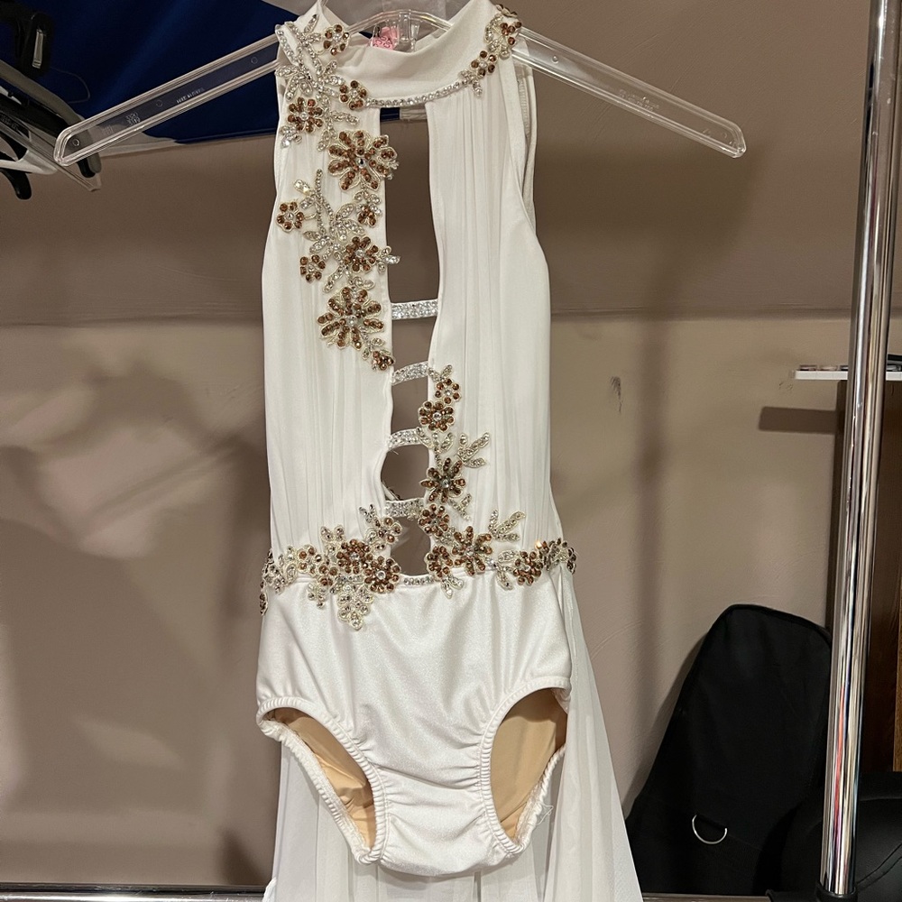 White Embellished Dance Costume Leotard - Brand Unspecified